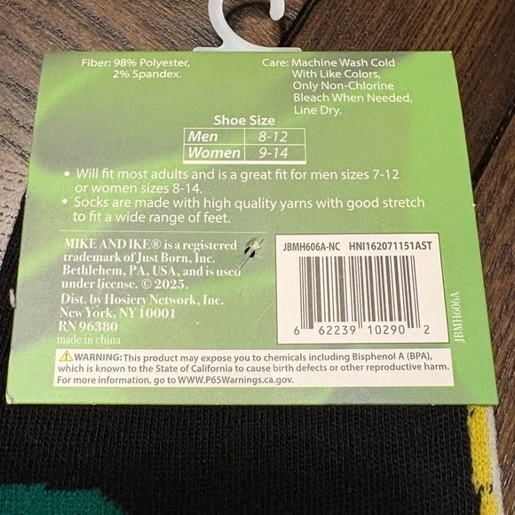 3/$20 Mike and Ike Candy Novelty Socks Food Snack Crew Mens Womens NWT - Picture 6 of 6
